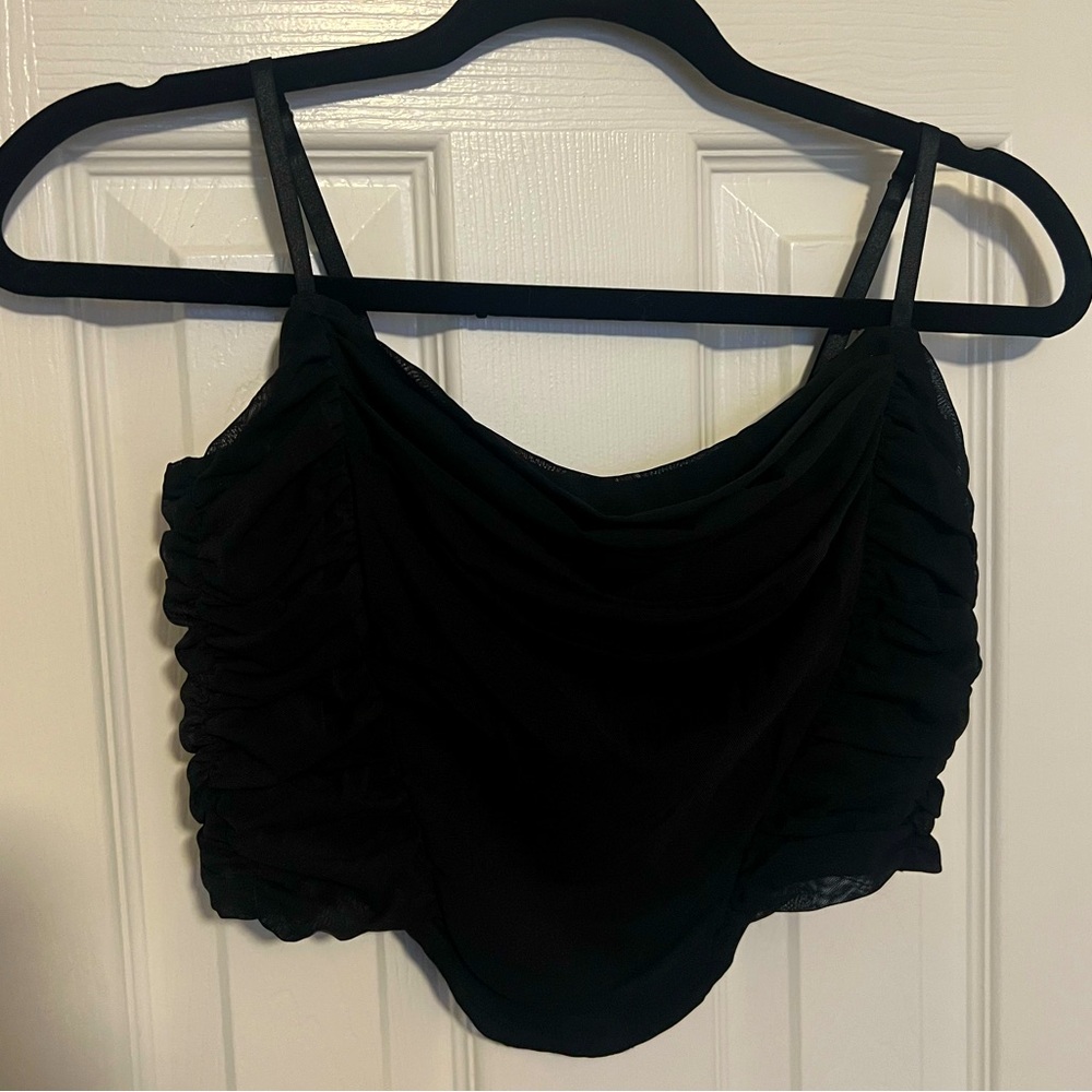 Zesica Black Sleeveless Crop Corset Top!